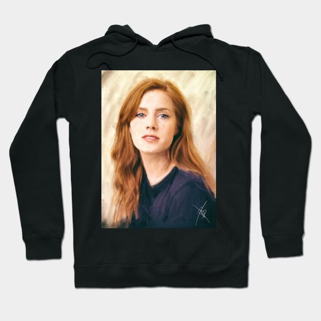 Amy Adams - Pastel on Canvas Painting Hoodie by Fallenzeaphine